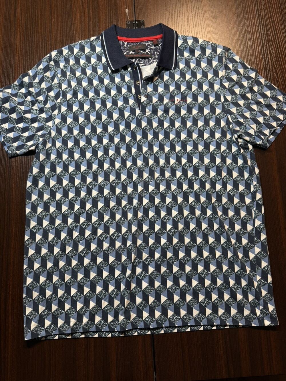 Ted Baker London Men's Short Sleeve Slim Fit Polo blue Size 5 Golf Casual XL